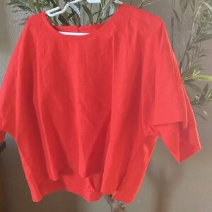 DKNY Linen Blend Drop Shoulder Boxy Top